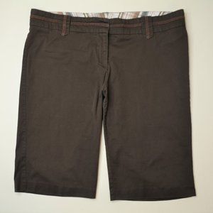 HYBRID Size 16 Womens‎ Dark BROWN Stretch COTTON Blend Long BERMUDA Knee SHORTS